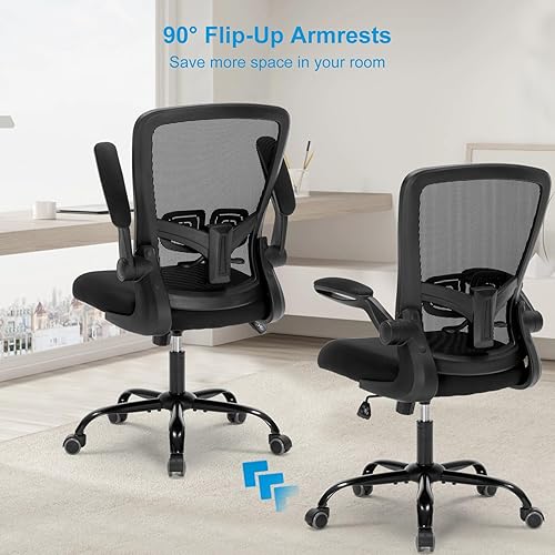 Miniatura 7 de Silla de oficina en casa, silla de escritorio ejecutiva Comeputer ergonómica con soporte lumbar ajustable, bloqueo de inclinación, piel sintética,
