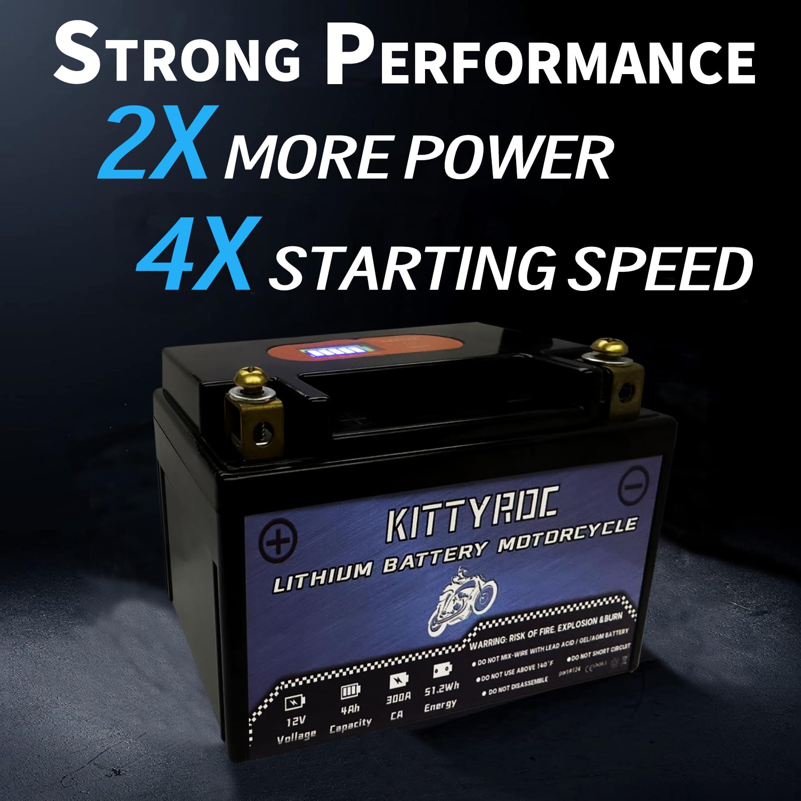 12V Lithium Moto Batteries 4Ah 300A, batterie LiFePO4 avec Smart BMS, Replacement ATV, UTV, Moto, Jet Ski, Snowmobile, 4 roues, Tracteur, Tondeuse à gazon,scooter, jet ski, Motoneige