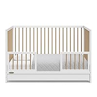 Vista 8 de Graco Teddi 5-in-1 Convertible Crib with Drawer (White with Driftwood) – GREENGUARD Gold Certified, Crib with Drawer Combo, Full-Size Nursery