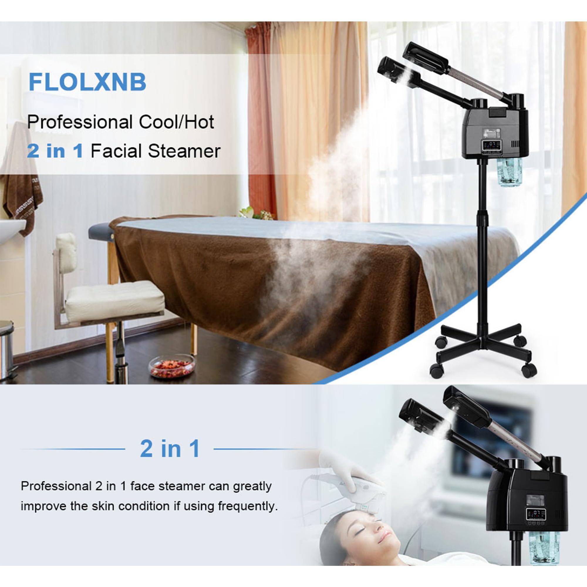 2-in-1-gesichtsdampfer Mit Ozon-heiße Und Kalte Nano-ionische Gesichtsdampfer Für Die Tiefe Porenreinigung, Feuchtigkeit Und Entgiftung-digital Home Spa Beauty Tool Für Die Hautpflege In Salonqualität