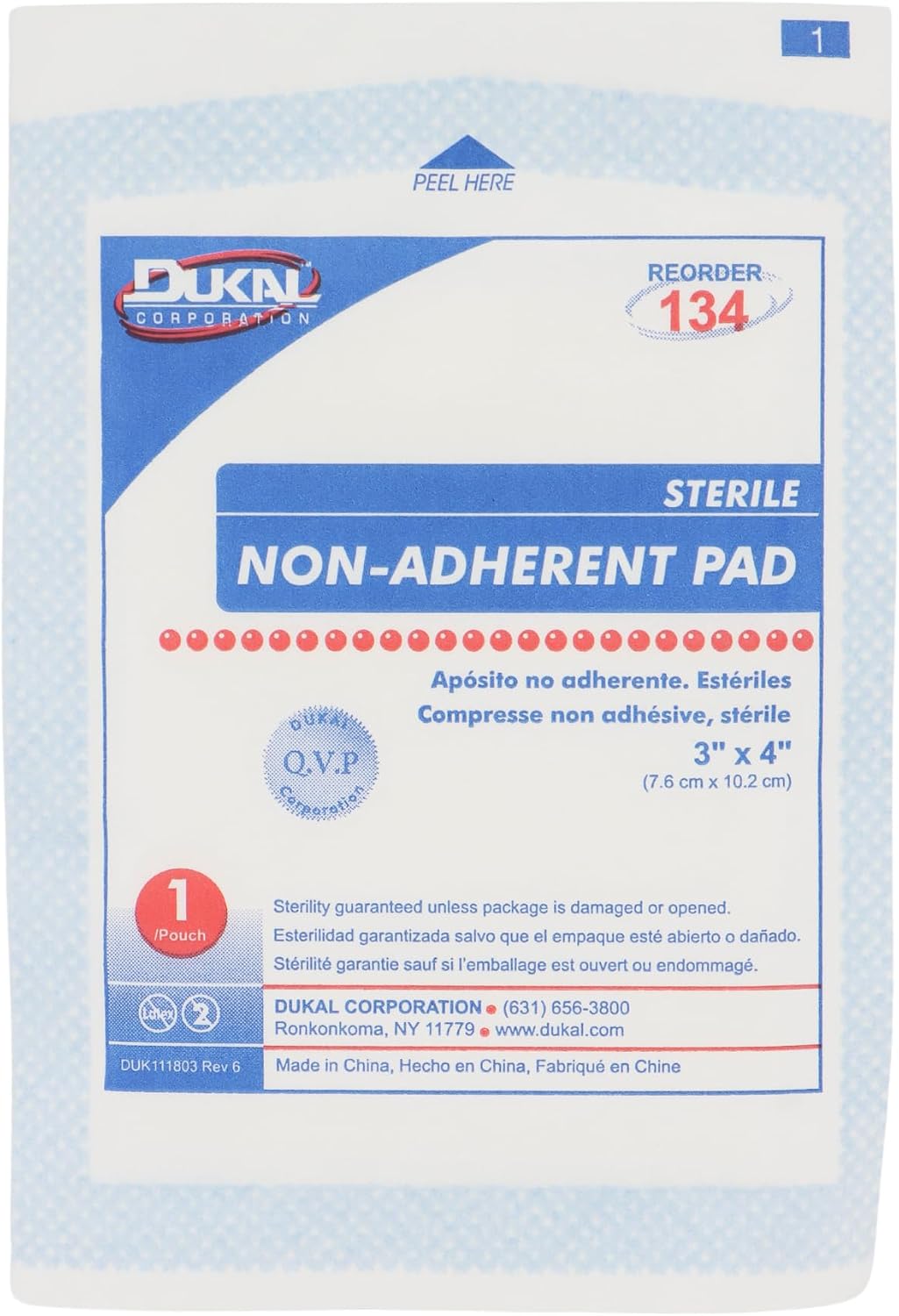 American White Cross Sterile Non-Adherent Dressing Rectangle 3 x 4 7575033 100 per Box