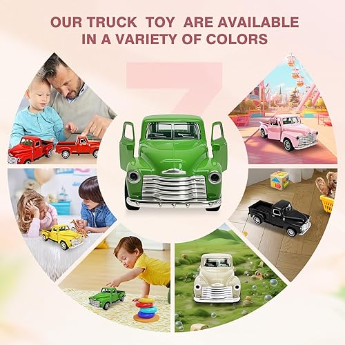 Miniatura 4 de Camión verde de juguete para niños pequeños de 2, 3, 4, 5, 6, 7, 8 años, juguete de aleación 132 para niños pequeños, conductor, puerta de auto que