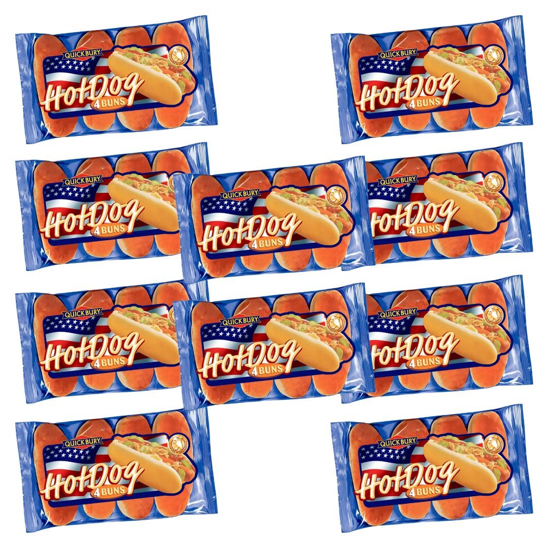 40x Hot Dog Brötchen (10x250g) – 4er-Packungen für Grill, Party & Vorrat - Soft & Frisch