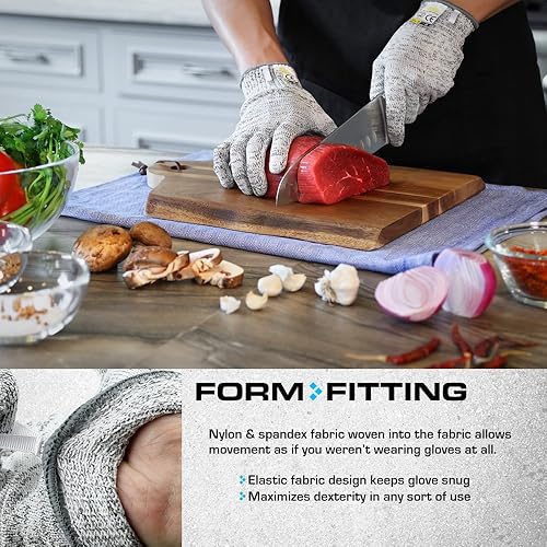 Vista 10 de Glove Station Ultra Durable Series Cut Resistant Gloves - Cutting Gloves for Chefs, BBQ and Cooking - Level 5 Protection Gris granito