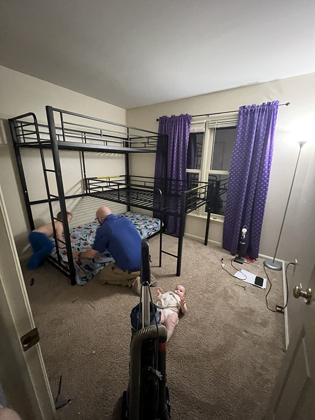 38/mo Finance LShaped Triple Bunk Beds, Metal loft Bed with Two