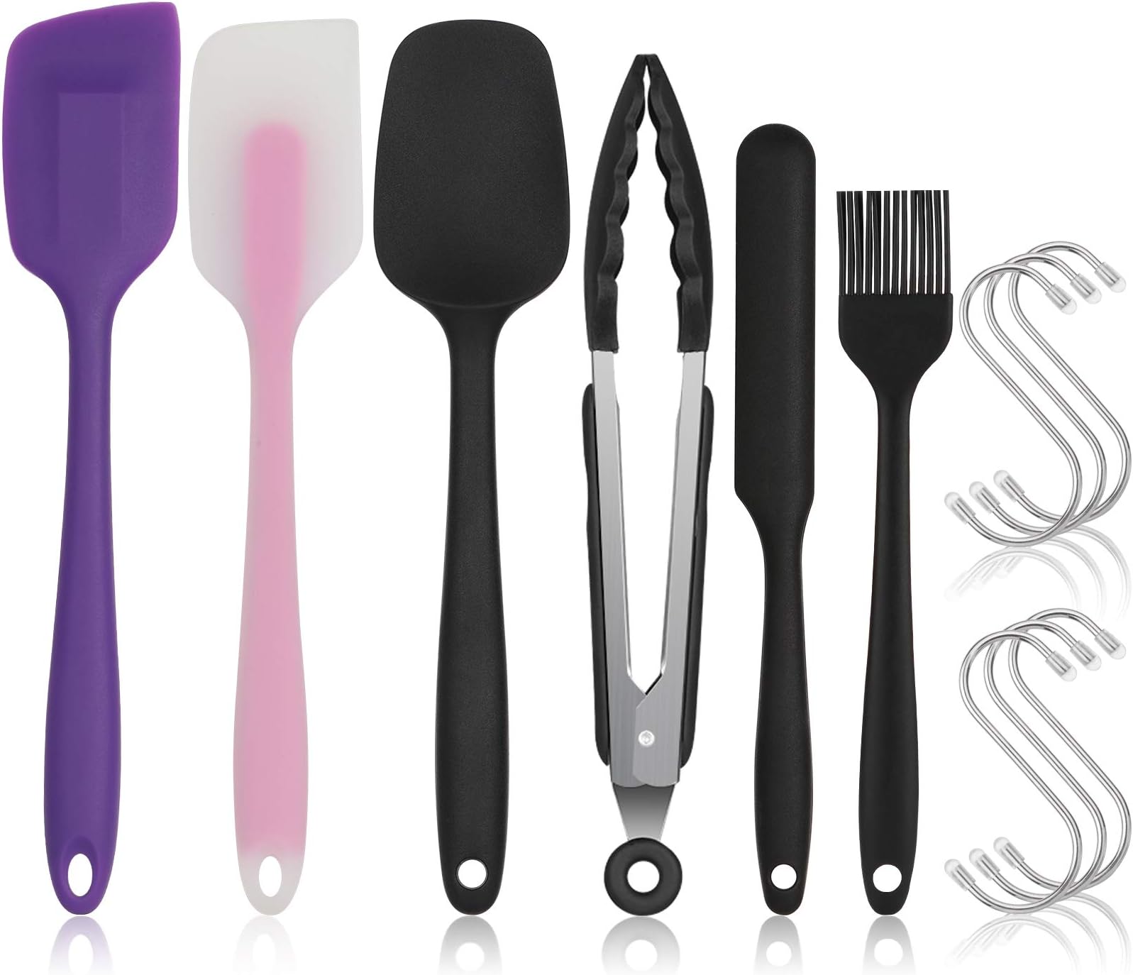 Silicone Spatulas,Silicone Spatula Set- 6 Piece Large Size Non-Stick Heat-Resistant Spatula Kitchen Utensils for Cooking, Baking and Mixing Including Silicone Tongs