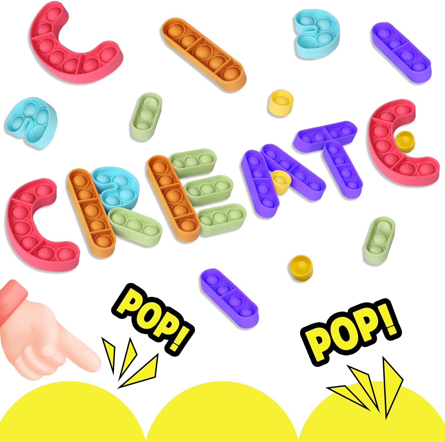 16Pcs Push Fidget Pop Letters Puzzle Toys Alphabet Learning Education Toys Silicone Stress Relief ABCs Puzzle Board Toys Parent-Child Game Play Creative Teaching Toys for Kids Friends Autistic