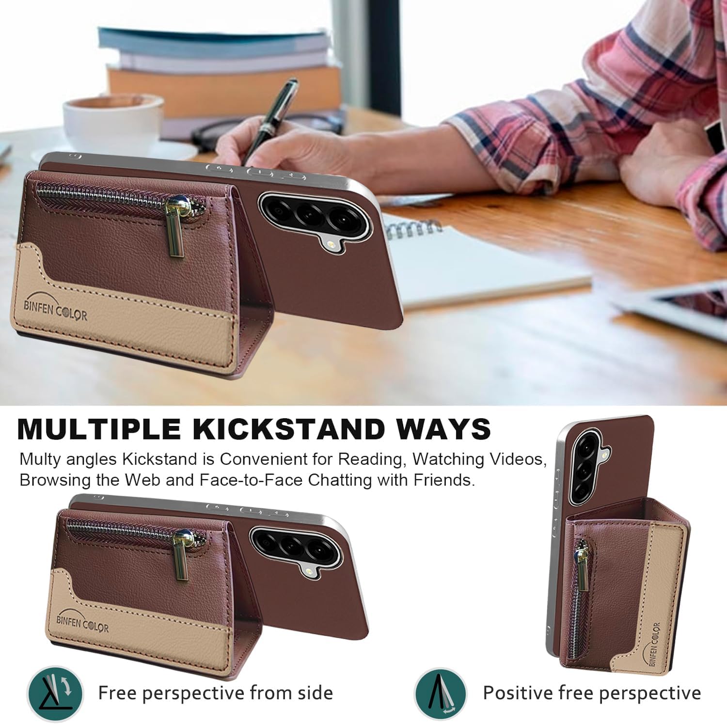 Asuwish Phone Case for Samsung Galaxy A26 5G Wallet Cell Cover Compatible with Magsafe RFID Tempered Glass Screen Protector Credit Card Holder Slot Stand A 26 26A LTE Women Men Brown