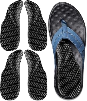 Dr.Foot Arch Support Shoe Inserts for Plantar Fasciitis Relief, Self-Adhesive Arch Pads Heel Cushion for Flats, Heel Pain, Gel Arch Insoles for Men and Women 2 Pairs Black, Large