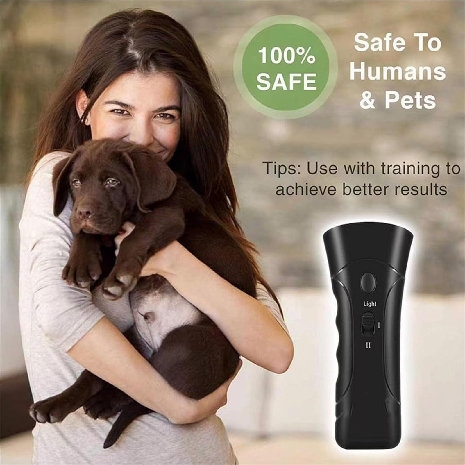 Dispositivi deterrenti antiabbaio for cani, Collare for Addestratore e deterrente for a ultrasuoni, Dispositivo for il controllo dell'abbaio del cane for interni ed esterni(2PC)