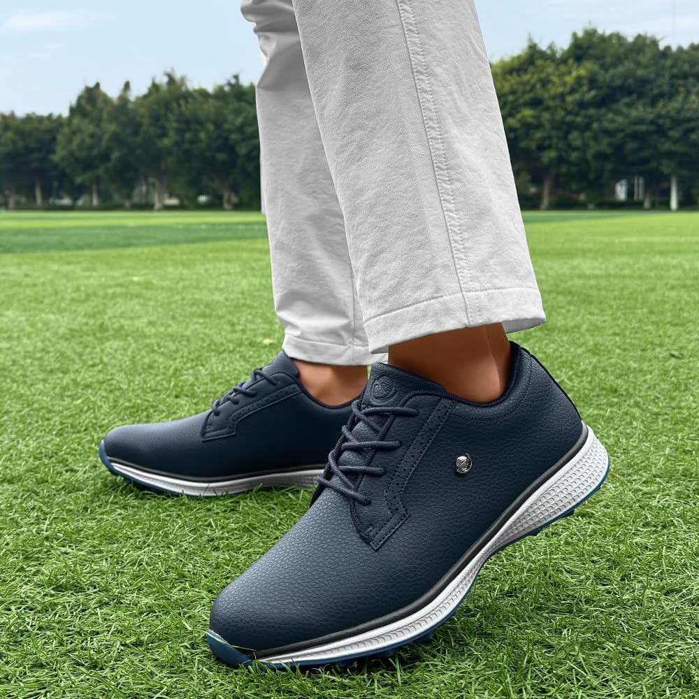 メンズ ダイヤル式 スパイクレス ゴルフシューズ 運動靴 パークゴルフ 幅広 スニーカー フォーセンス fosn-010 紳士 男性 スポーツ  おしゃれ 履きやすい 歩きやすい 疲れない ワイヤー 紐なし シームレス プレゼント 人気 正規品 - 【S-style ギフトモール店 ... メンズ ゴルフシューズ プロフェッショナル 9 スパイク 快適 アウトドア ゴルフ トレーニング スポーツ スニーカー 男性用, ホ