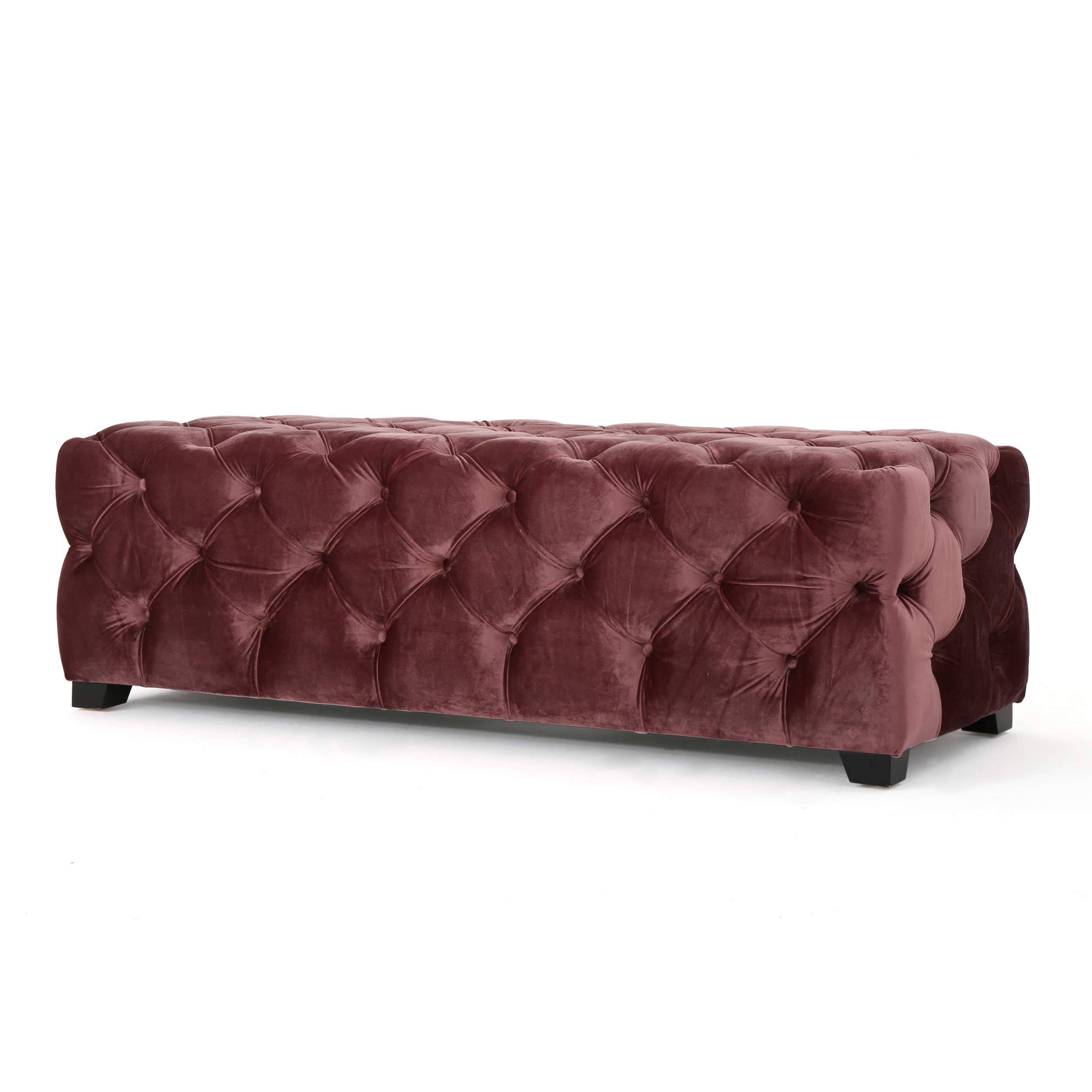 Christopher Knight Home Piper Velvet Ottoman, Blush