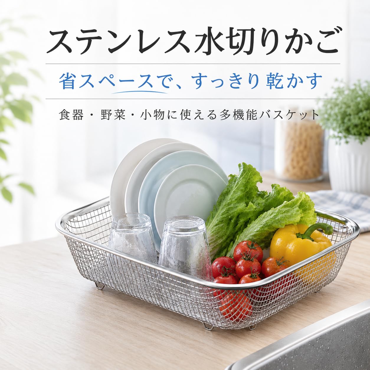 Amazon｜Asdays 水切りかご カゴ ステンレス バスケット 洗い物カゴ