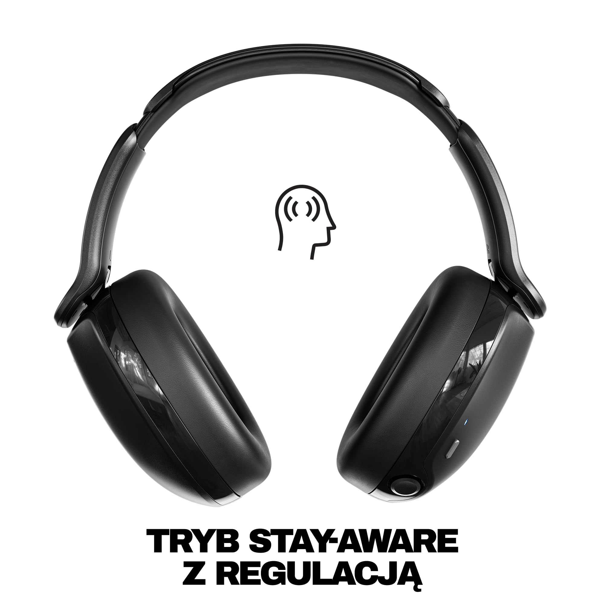 Skullcandy Hesh 360 – bezprzewodowe słuchawki nauszne Bluetooth, do 100 godzin słuchania, konstrukcja wyciszająca hałas, składane na płasko, mikrofon, iPhone, Android - Czarny