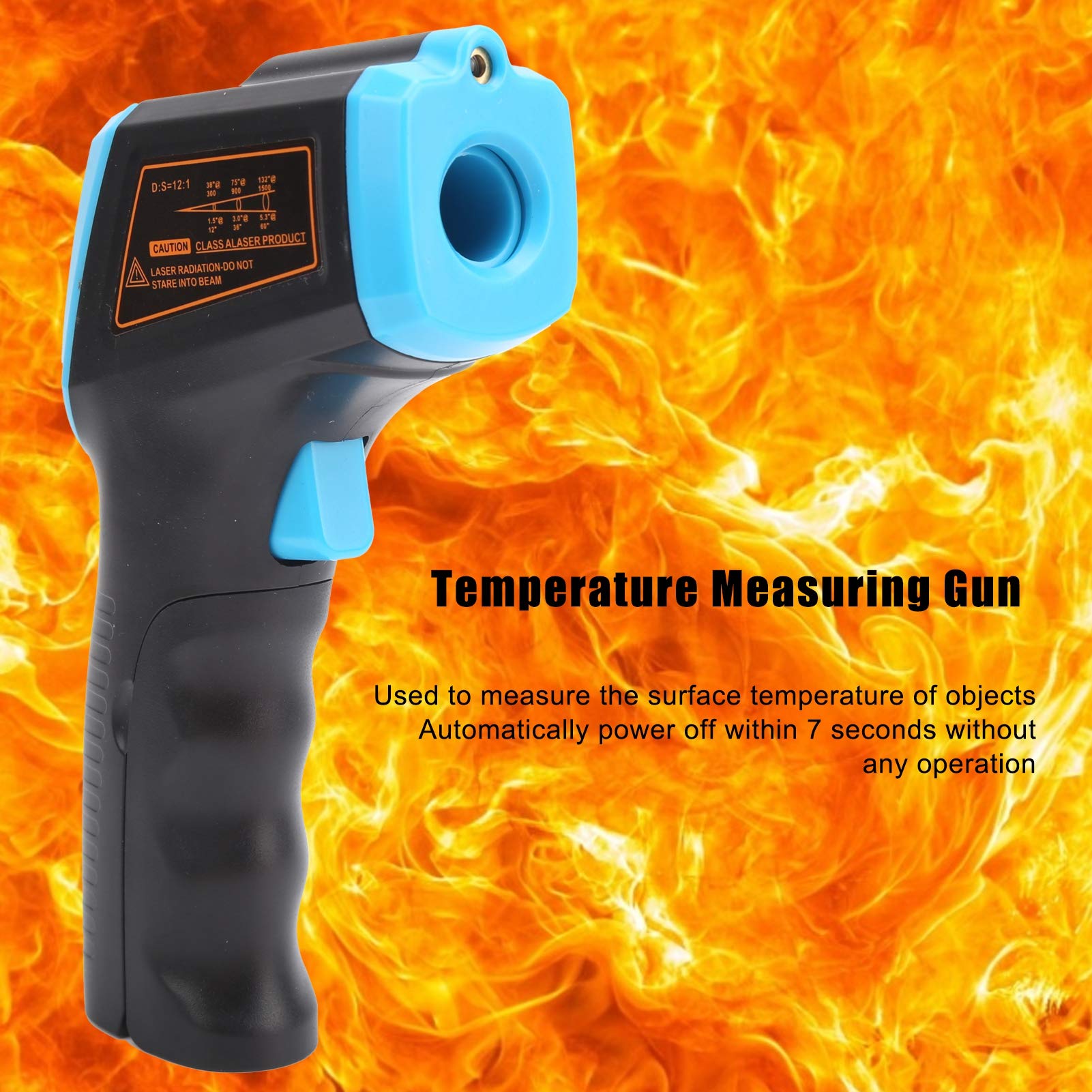 Termometr na podczerwień, pistolet do pomiaru temperatury, bezdotykowy cyfrowy pistolet do pomiaru temperatury na podczerwień 7 sekund automatycznie obracany, termometry na podczerwień (niebieski)