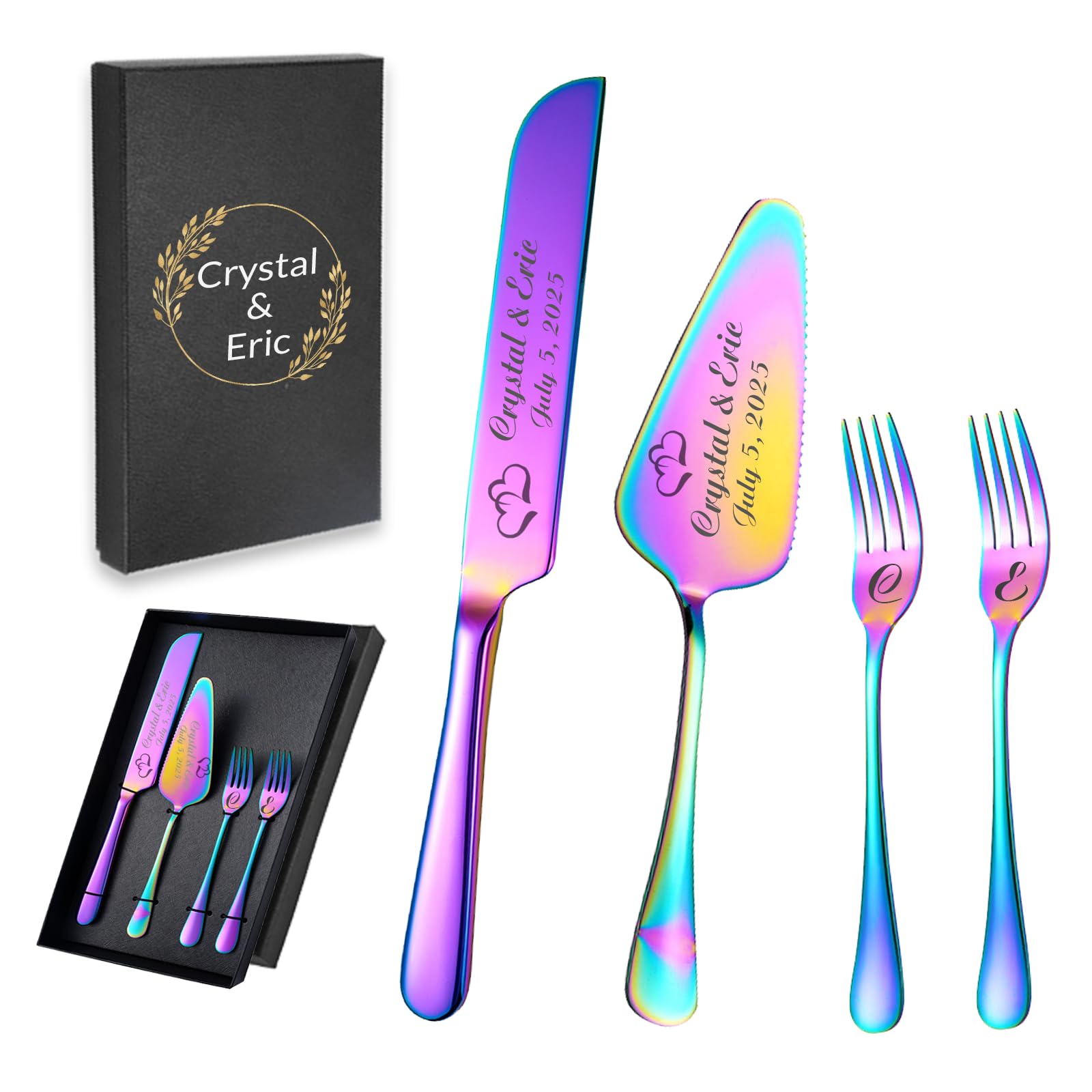 Personalized Wedding Cake Knife Set - Stainless Steel -10 Personalized Wedding Cake Knife Set - Stainless Steel -10