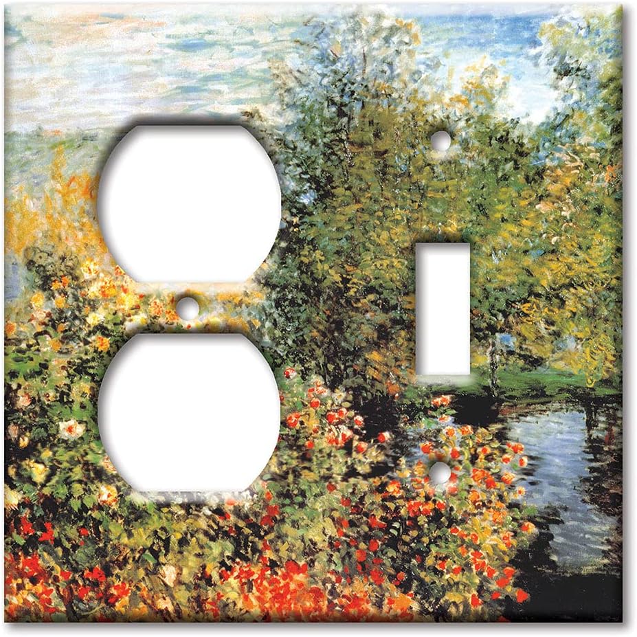 Art Plates - 2-Gang Combination Switch Plate - Outlet - Toggle - Monet: Stiller Winkel - (Made in USA)