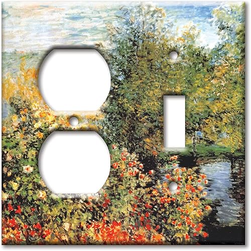 Vista 15 de Art Plates - Monet: Stiller Winkle - Placa decorativa de pared de metal con palanca de 1 banda - Cubierta de placa de interruptor de luz de una
