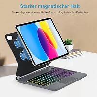 SENGBIRCH Magic Keyboard iPad 11/10.9 Tablethez - Német QWERTZ Billentyűzet Tokkal, Háttérvilágítással, Multi-Touchpaddel, Apple Ceruza Tart 6