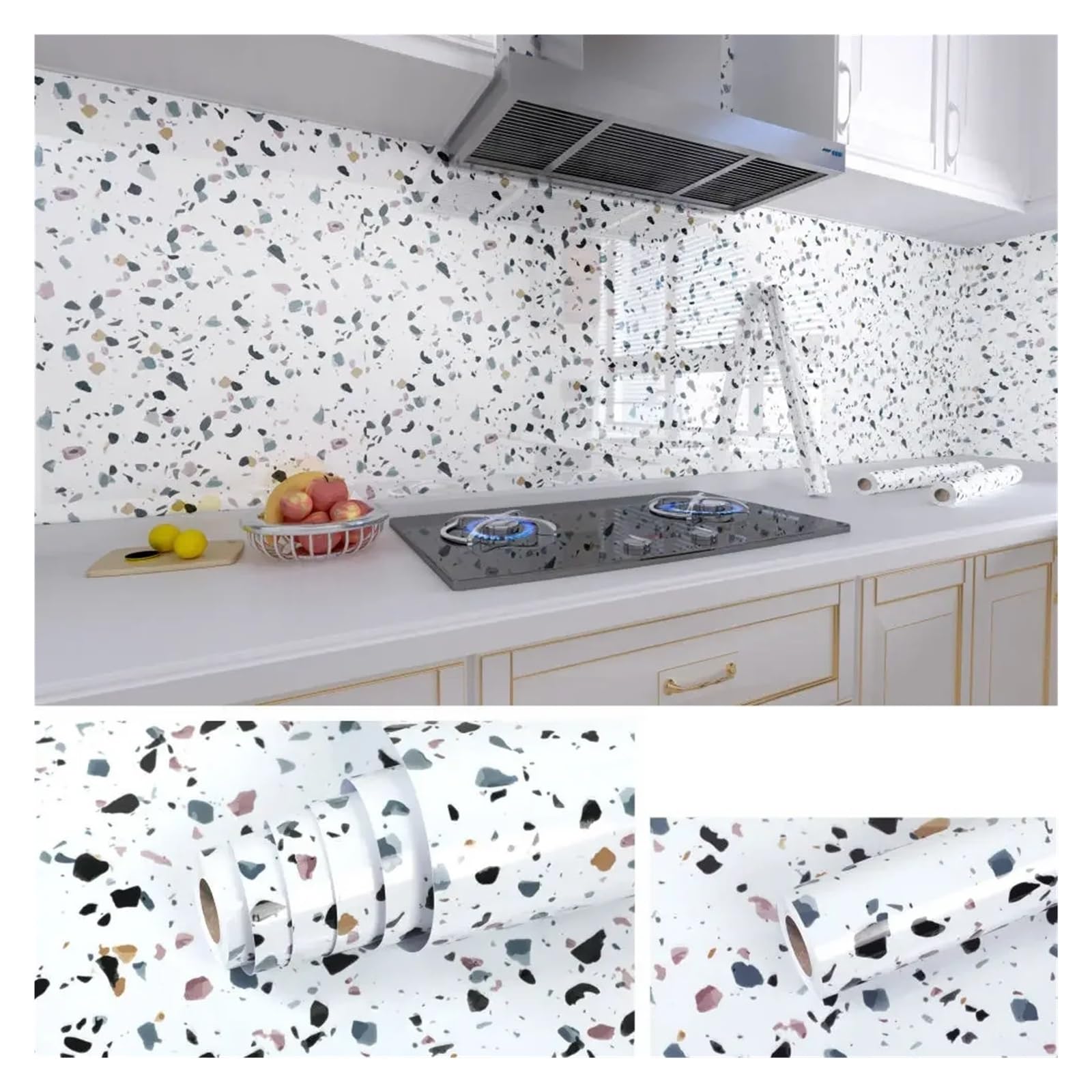 Ayztantine Self-Adhesive Wallpaper 10M x 80CM Marble Self Adhesive Wallpaper Waterproof Oil Proof Kitchen Stickers(Color 15,60cm x 3.0M)