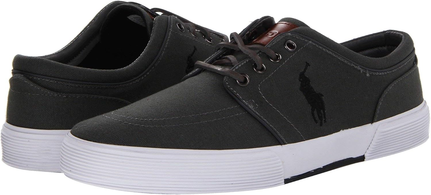 POLO RALPH LAUREN Faxon Low-Top Canvas Sneaker 10.5 Deep Grey/Polo Black