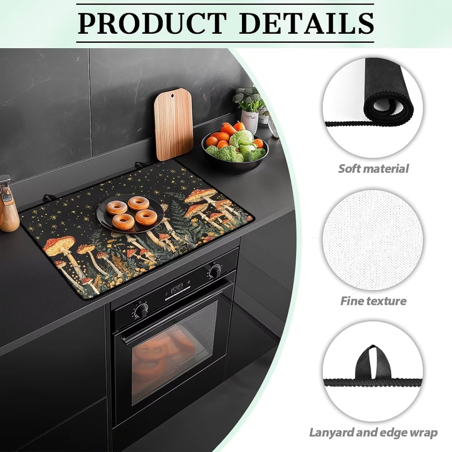 Red Mushroom Plant Star Print Stove Top Covers for Electric Stove 29.18 x 20.96 inch Silicone Cooktop Cover Waterproof Stovetop Protector Pad Range Covers for Flat RV Range