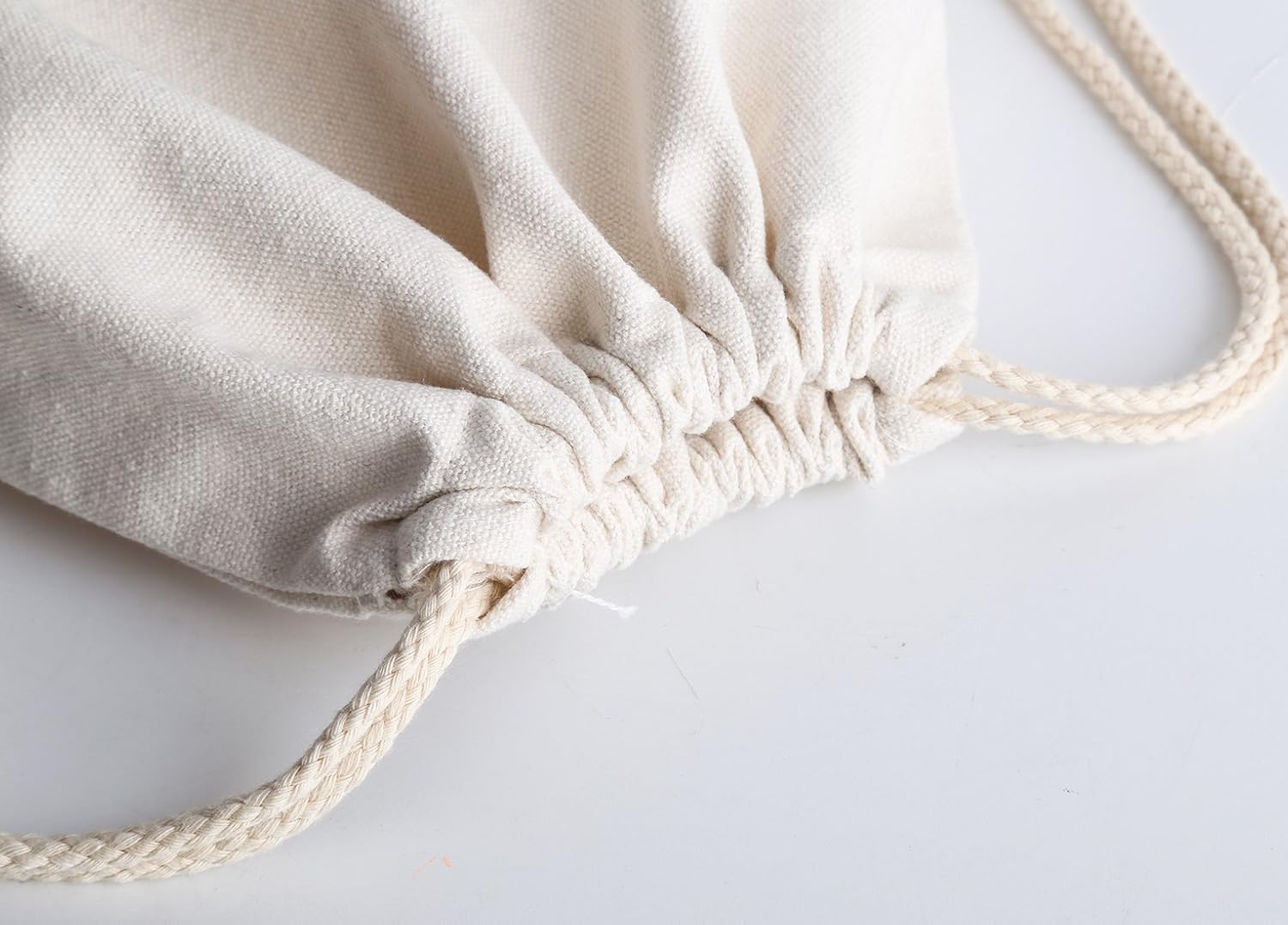 Cotton Canvas Drawstring Backpack Bag Gym Sackpack Sport String Sack Pack Bags pack-2, White - Image 5