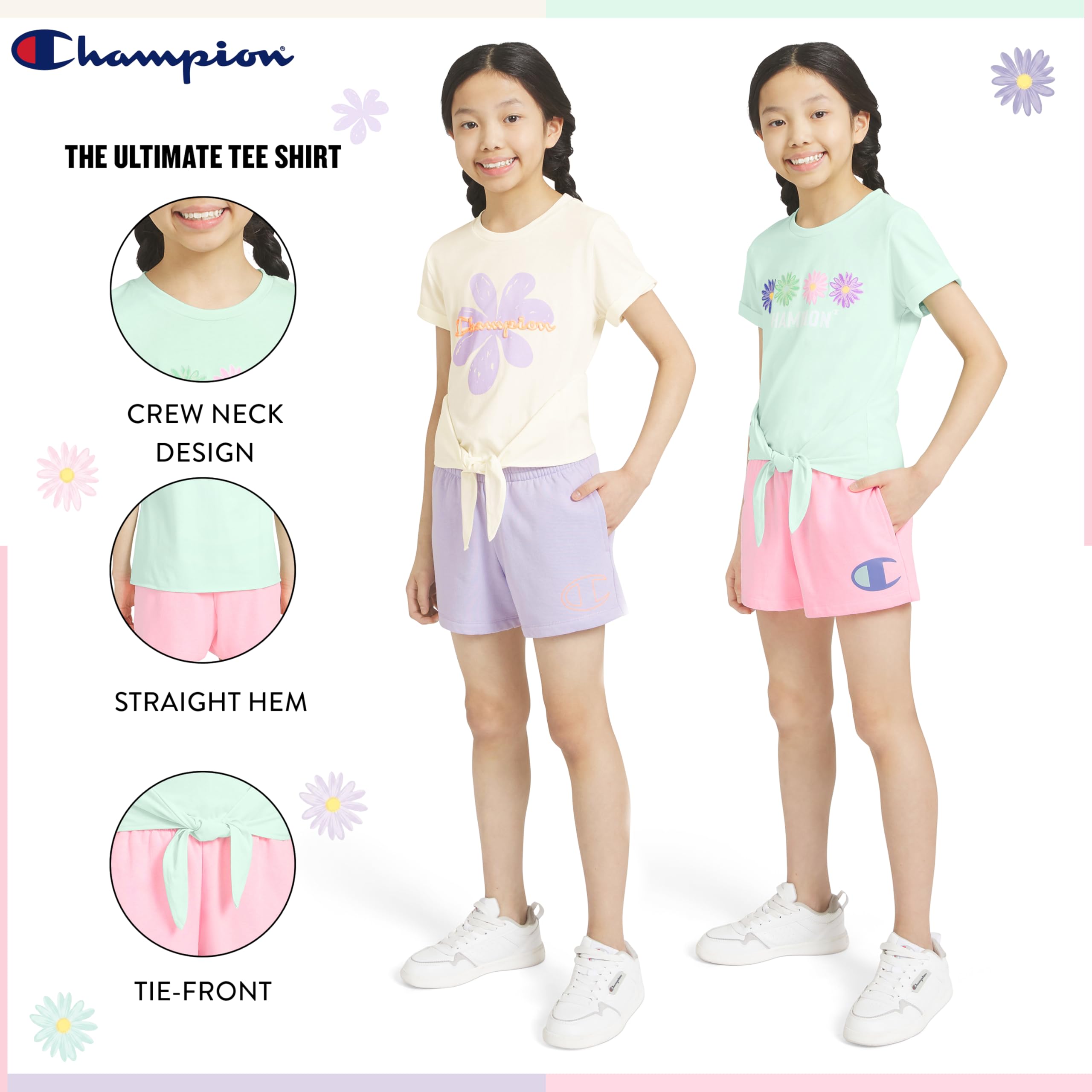 Champion Mädchen-Shorts-Set, 2-teilig, kurzes Set für Mädchen, aktive Kleidung