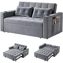 70" Convertible Sofa Bed Chair with Charging Station, Cup Holder & Side Pocket, 3-in-1 Pull Out Floor Couch with Adjustable Backrest for Small Spaces, Living Room, Bedroom Grey