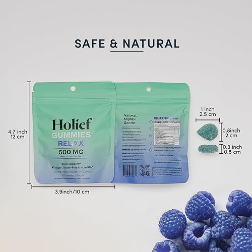 Miniatura 2 de Holief Gomitas Relax  Delicioso sabor vegano de frambuesa azul promovido para el bienestar mental y físico  Paquete de 10