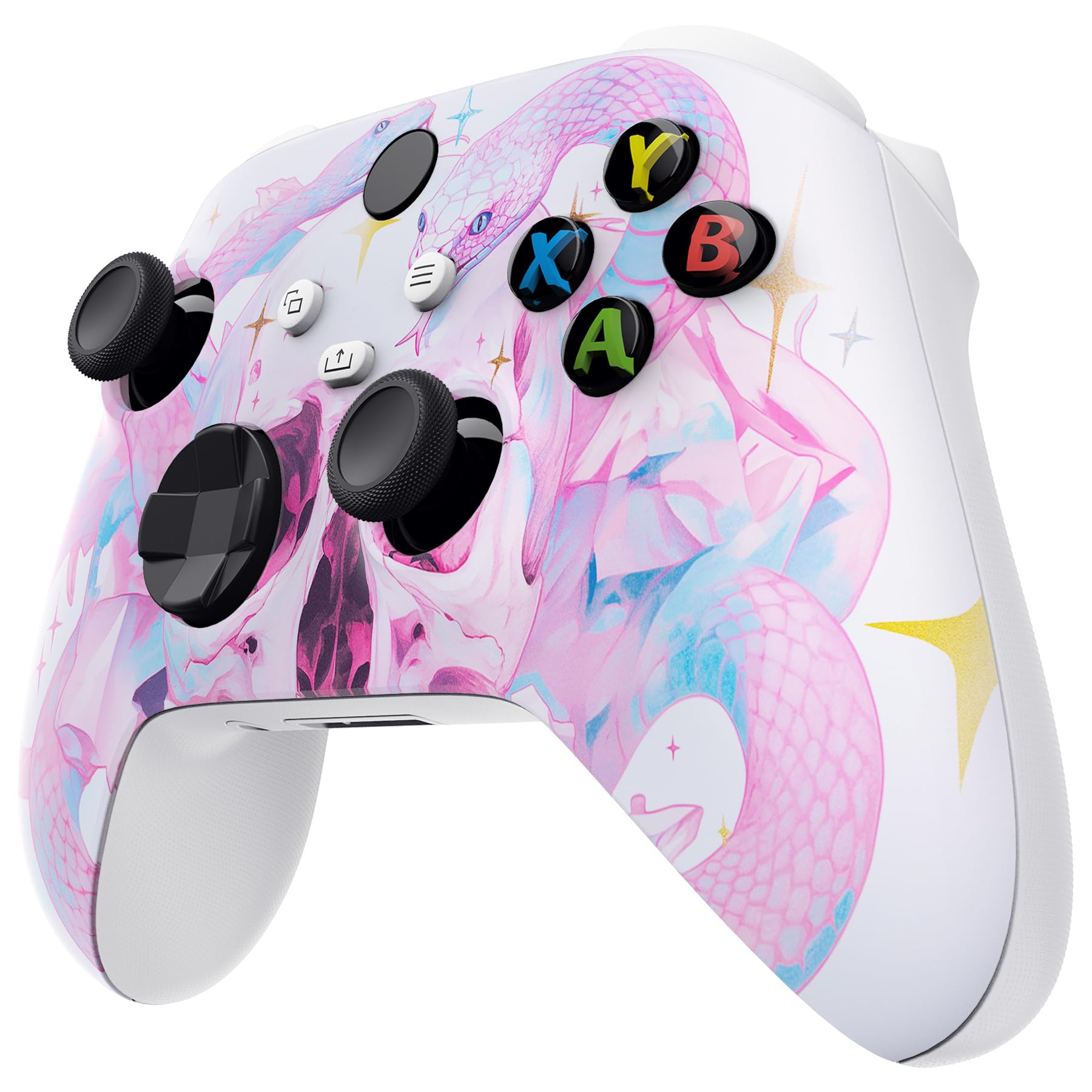 eXtremeRate Cover Custodia Frontale per Xbox Series X S Joystick Model 1914,Scocca Copertura Coperchio Ricambio per Xbox Series X S Controller-Abbraccio del Serpente Celeste