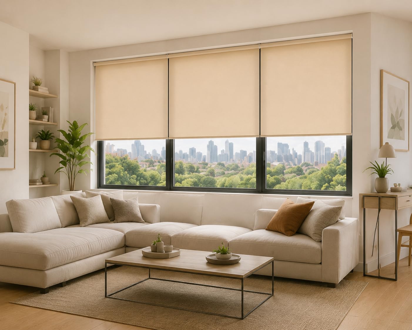 Estoralis | GOVE | Tenda a rullo disegno moderno | Traslucida tinta unita | Beige | 180 x 235 cm (larghezza/altezza) dimensione del tessuto 177 x 230 cm. | Tende per finestre e porte