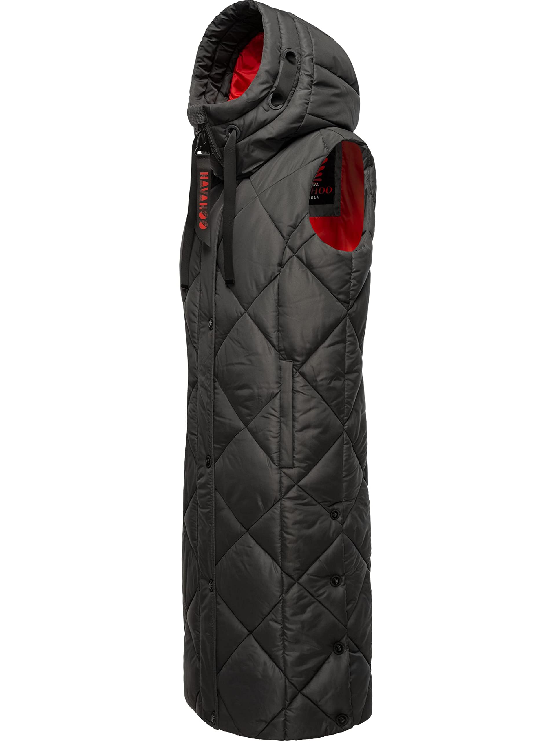 Navahoo Warm Women's Winter Quilted Gilet Long with Hood Schnuckel XS-XXL, anthracite, M