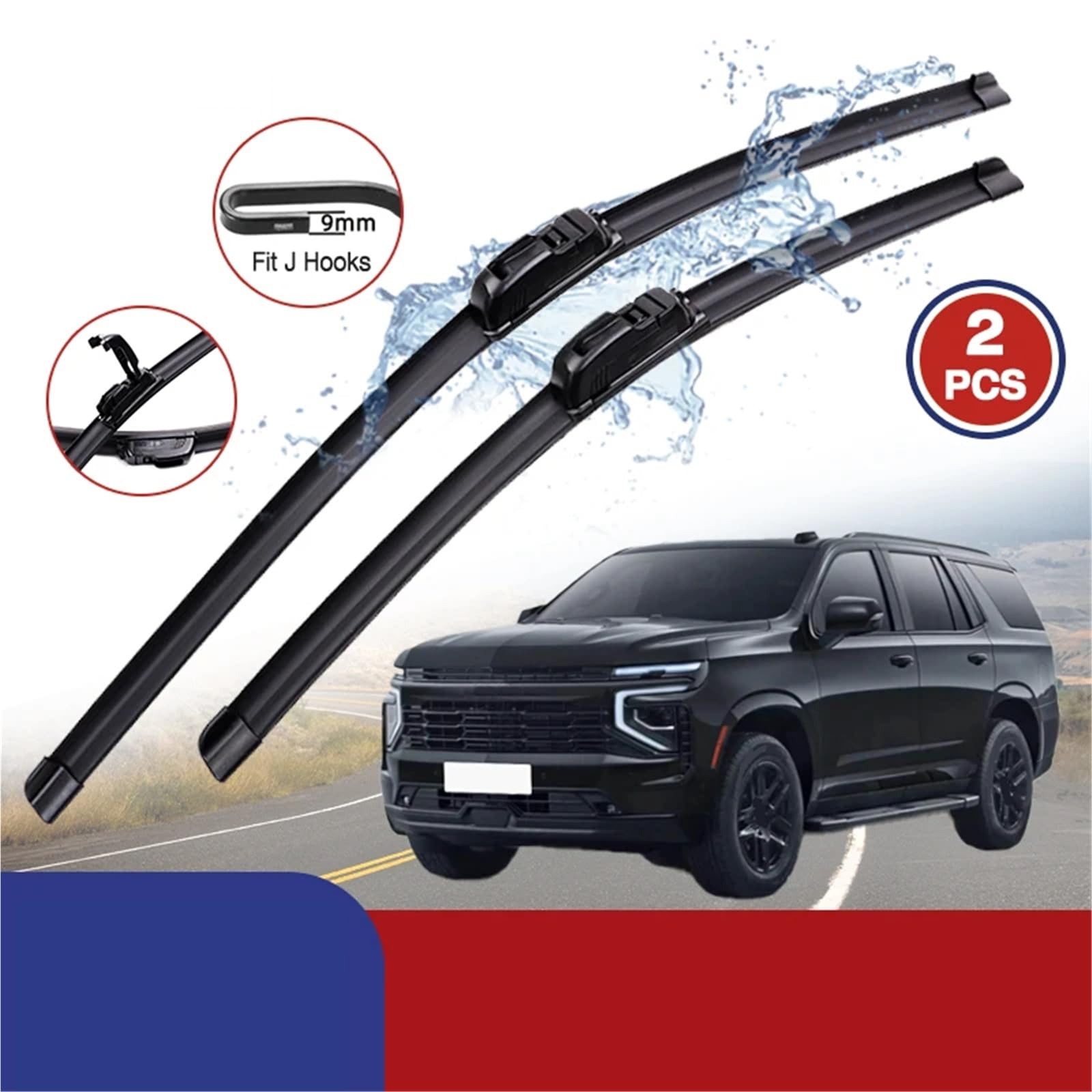 Limpiaparabrisas De Coche Compatible Con Chevrolet Para Tahoe Para MK4 2015-2019 Limpiaparabrisas De Coche Sin Hueso De Goma Suave Para Tipo U Automotriz Silencioso HD 22"+22"