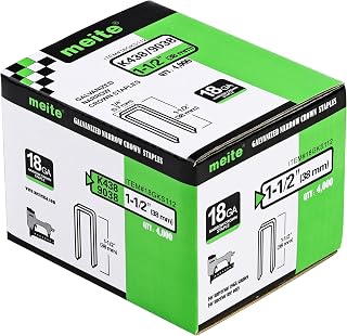 meite 18 Gauge 1/4" Narrow Crown Staples, 1-1/2" Galvanized Heavy Duty for Upholstery & Fencing, 4000 Pack