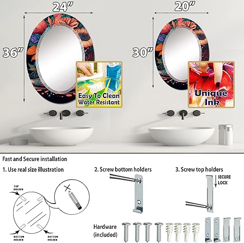 Miniatura 4 de DesignQ Ramo floral brillante en botas de granja, espejo de tocador, espejos de baño, espejos de pared para sala de estar, dormitorio, espejo