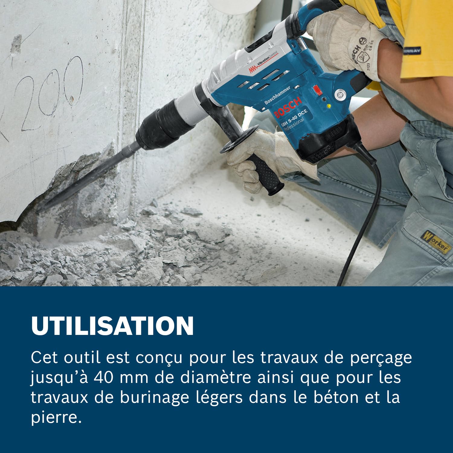 Bosch Professional perforateur GBH 5-40 DCE (SDS plus, avec poignée auxiliaire, coffret de transport)