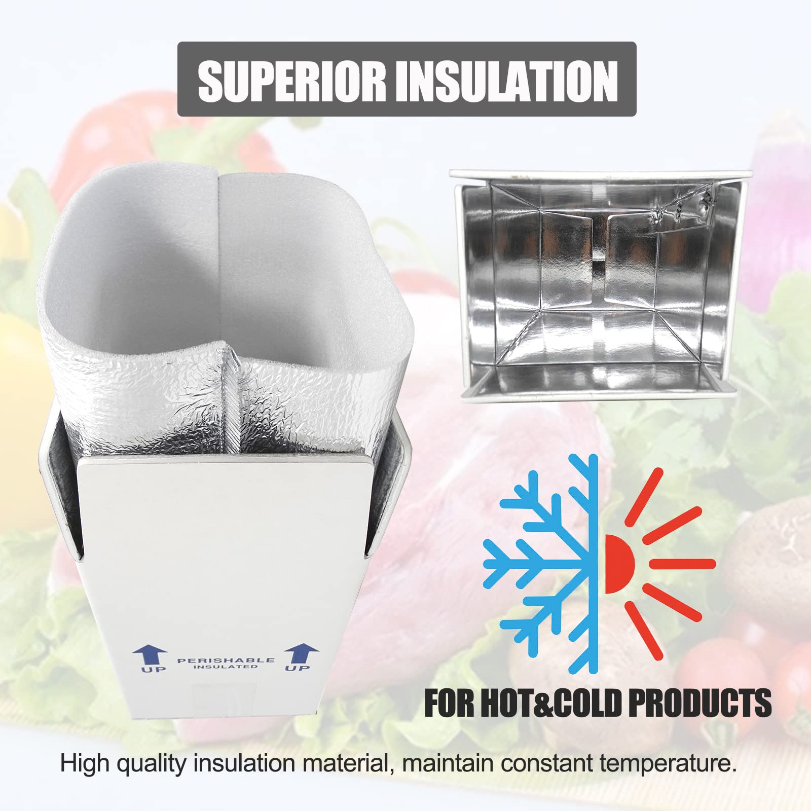 Caja de envío aislada de 26 x 11 x 19 pulgadas para alimentos congelados, paquete de 4 cajas de envío en frío, reutilizables, perecederas, para enviar por correo, cartón aislado con forro de bolsa
