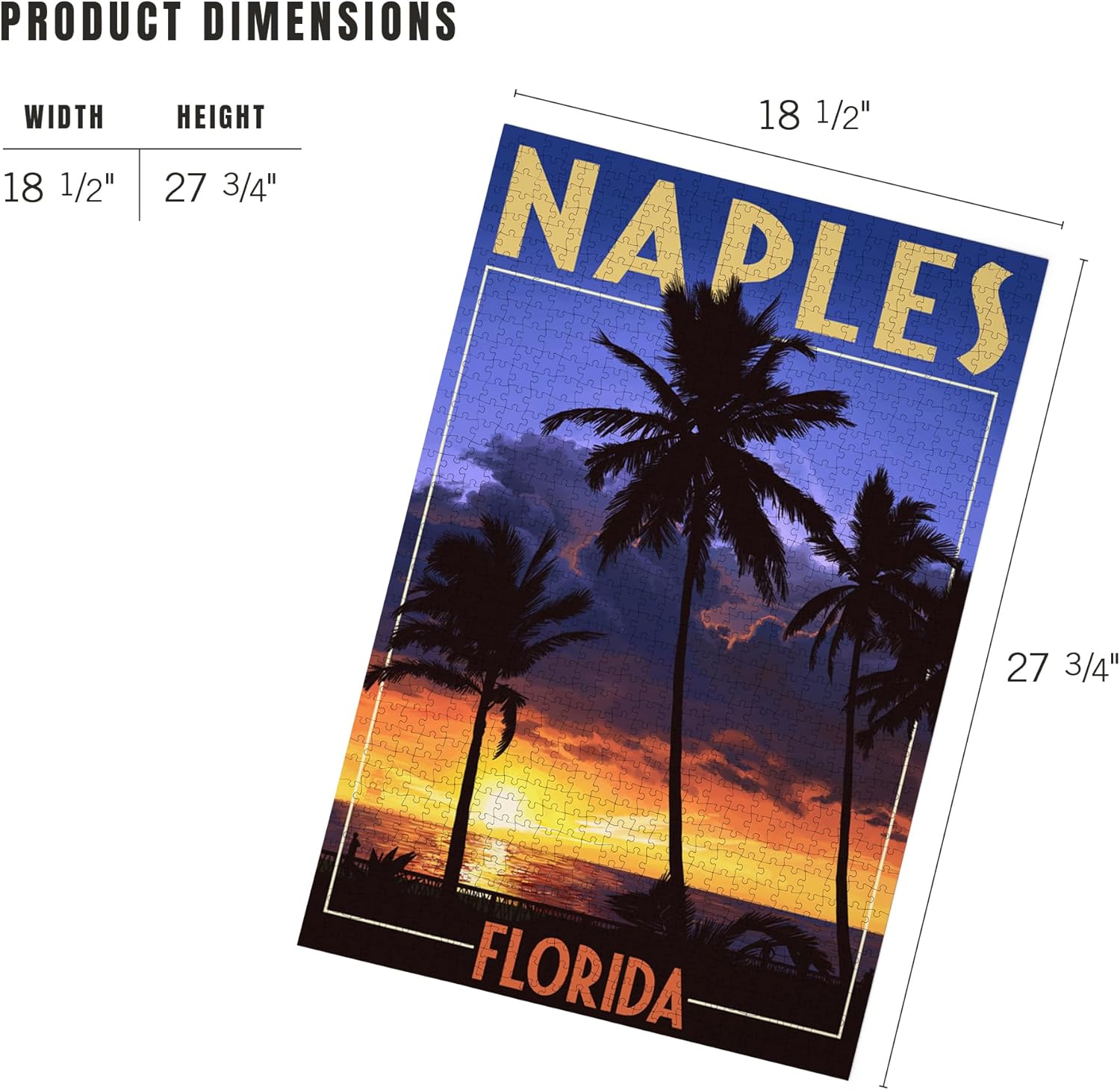 Naples, Florida, Palms and Sunset (1000 Piece Puzzle, Challenging Jigsaw Puzzle for Adults, Made in USA)