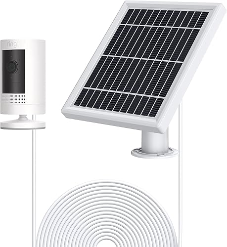 OLAIKE Panel solar para anillo Stick Up Cam bateríaenchufe, cargador solar impermeable de carga continua con cable de alimentación impermeable de