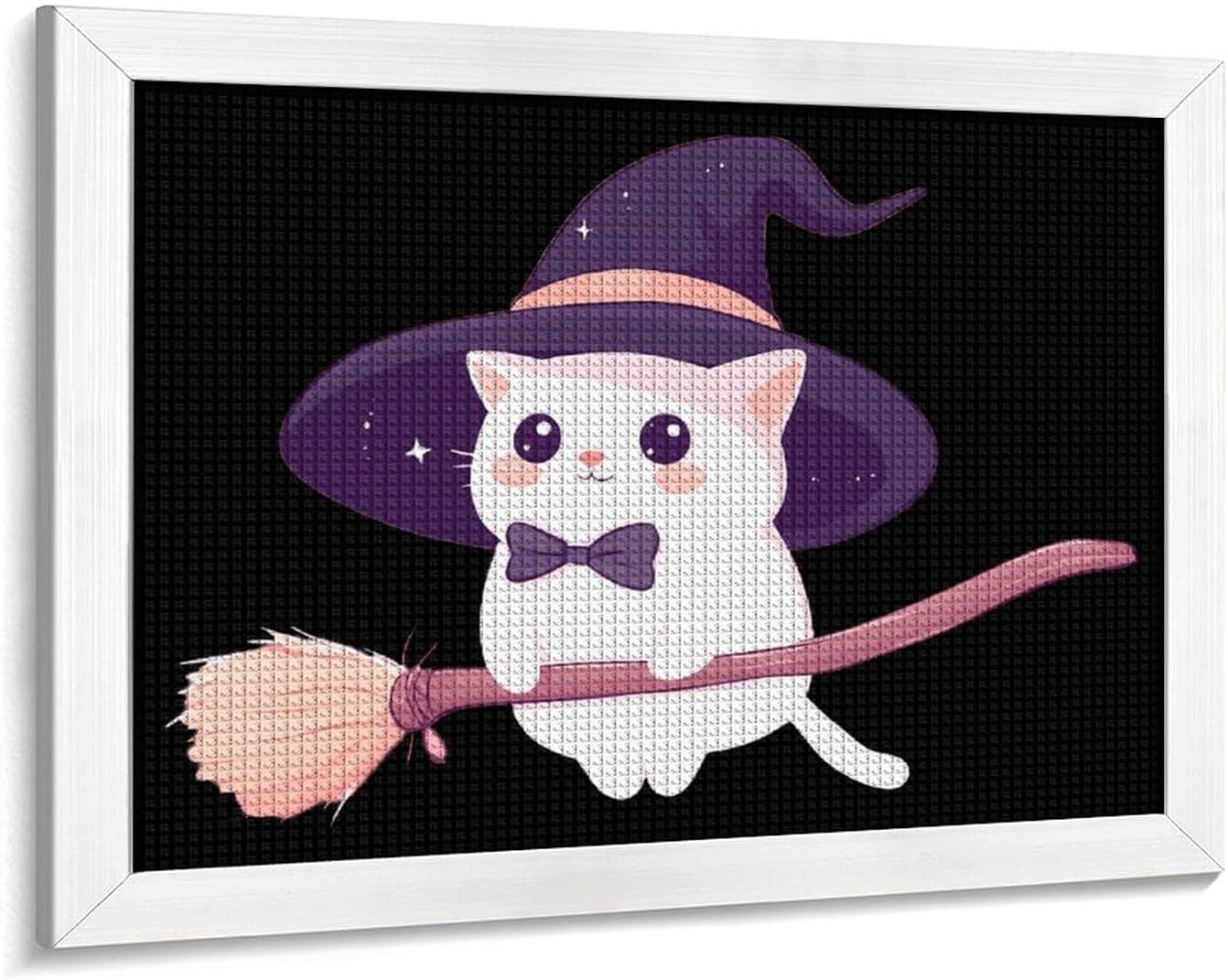 Manx Cat With Magic Wizard Hat Printed Diamond 5D Painting Kits DIY Full Drill Crafts for Home Wall Decor 16x20 Inch White Wood 50 * 40cm
