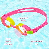 Vista 17 de Gorros de natación para niñas (de 2 a 6 años), gorro de natación de silicona impermeable duradero para cabello corto con gafas de natación, tapón