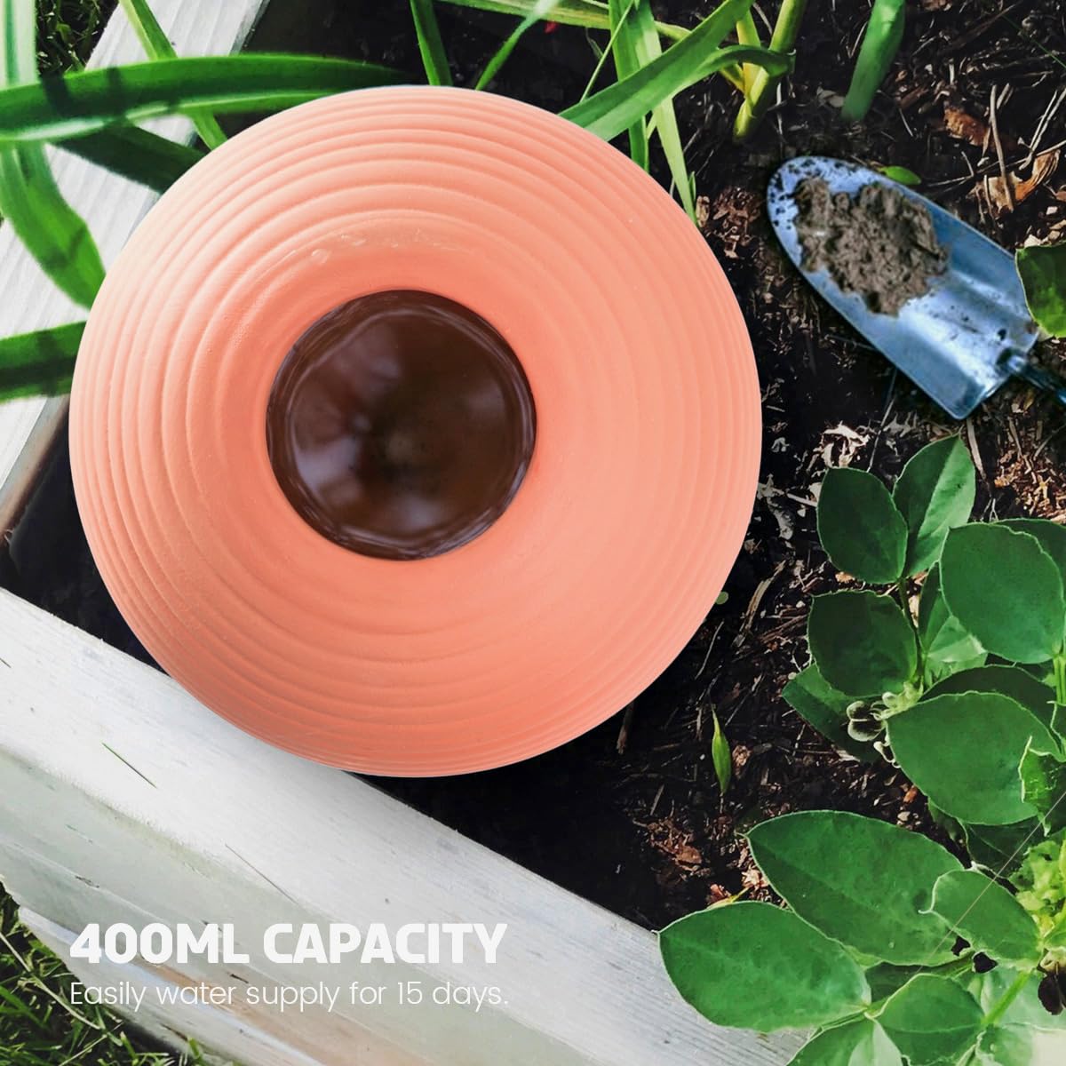 TerraCotta Lot de 4 piquets d'arrosage automatique pour plantes, 400 ml, avec bouchons en liège pour plantes en pot, orange