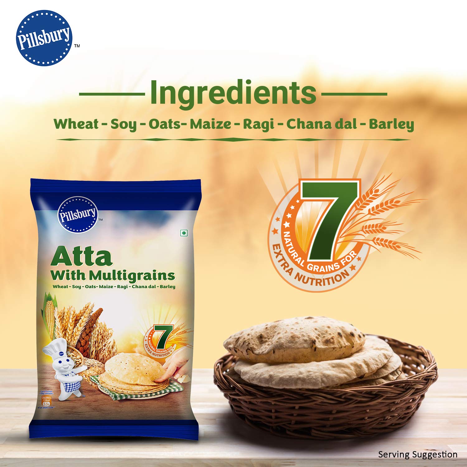 Pillsbury Atta with Multigrains Wheat Grains 100 Wholegrain Atta 0