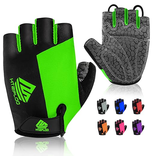 HTZPLOO Bike Gloves Cycling Gloves Mountain Bike Gloves for Men Women with Anti-Slip Shock-Absorbing Pad,Light Weight,Nice Fit,Half Finger Biking Gloves