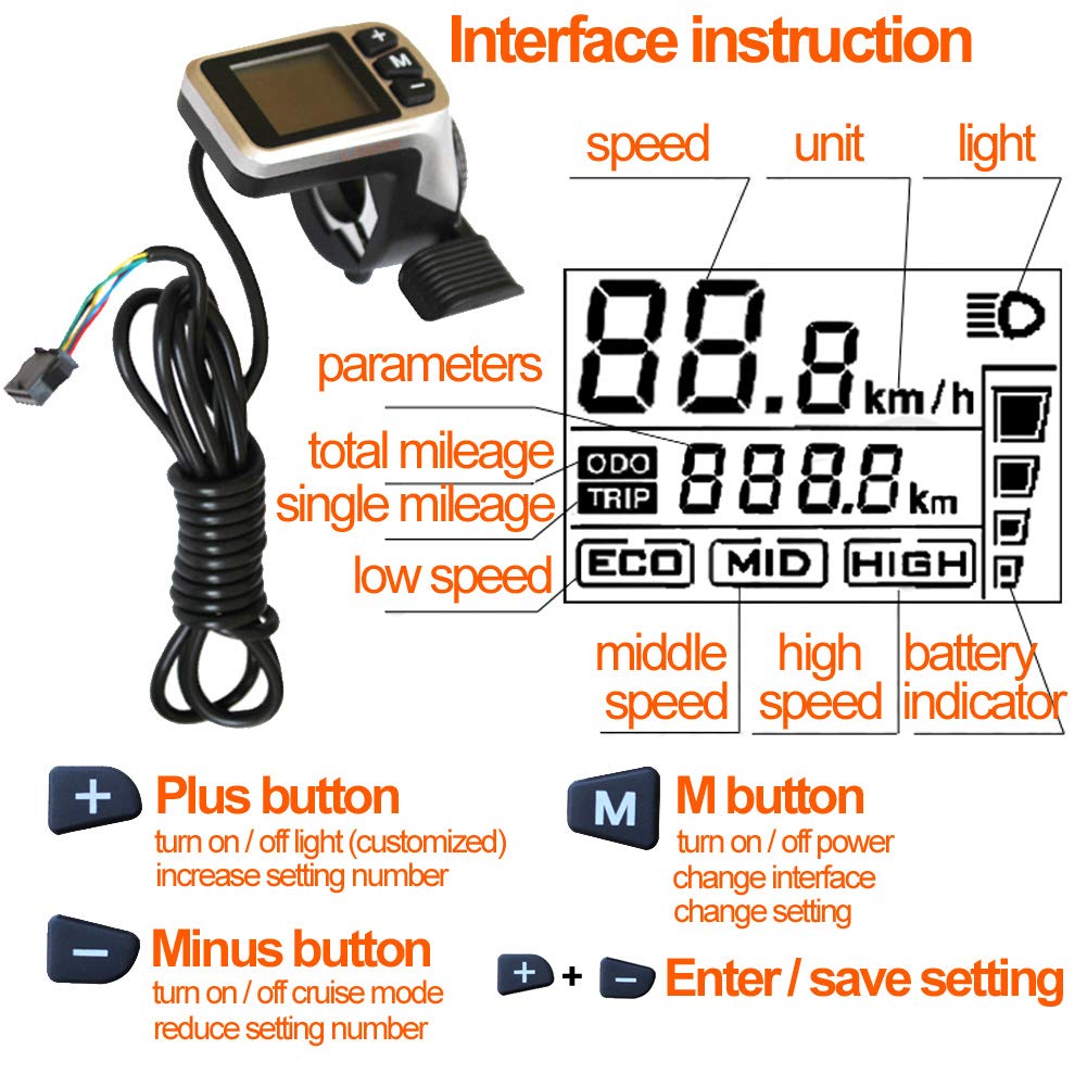 L-faster 36 V 350 W 48 V 500 W Haute Vitesse Roue Avant de vélo sans balais avec Pouce LCD