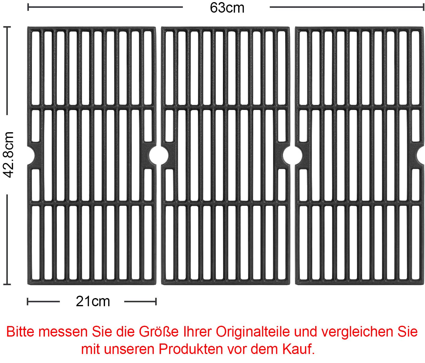 Griglia in ghisa per Enders Boston 3, Enders Monroe Pro 3, Charbroil, Barbecook Siesta 310, Landmann Triton 3 e 4, Profi Cook PC-GG 1058/1059, 43 x 63 cm, ricambio per griglia