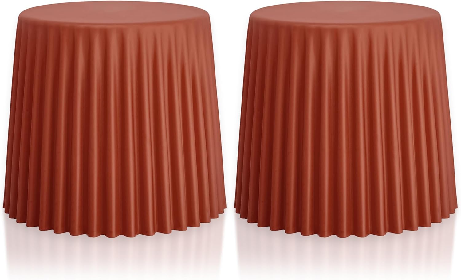 2xhome Set of 2 Modern Stackable Patio Stools | Versatile Coffee Table, Accent Ottoman, Dining Kitchen Chairs | Weather Resistant Plastic | Indoor Outdoor, Cafe Restaurant, White