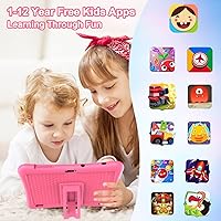 Vista 2 de Tablet infantil de 10 pulgadas Android 13 con estuche a prueba de golpes, Quad-Core 32GB, 512GB ampliable, control parental, aplicaciones Rosado