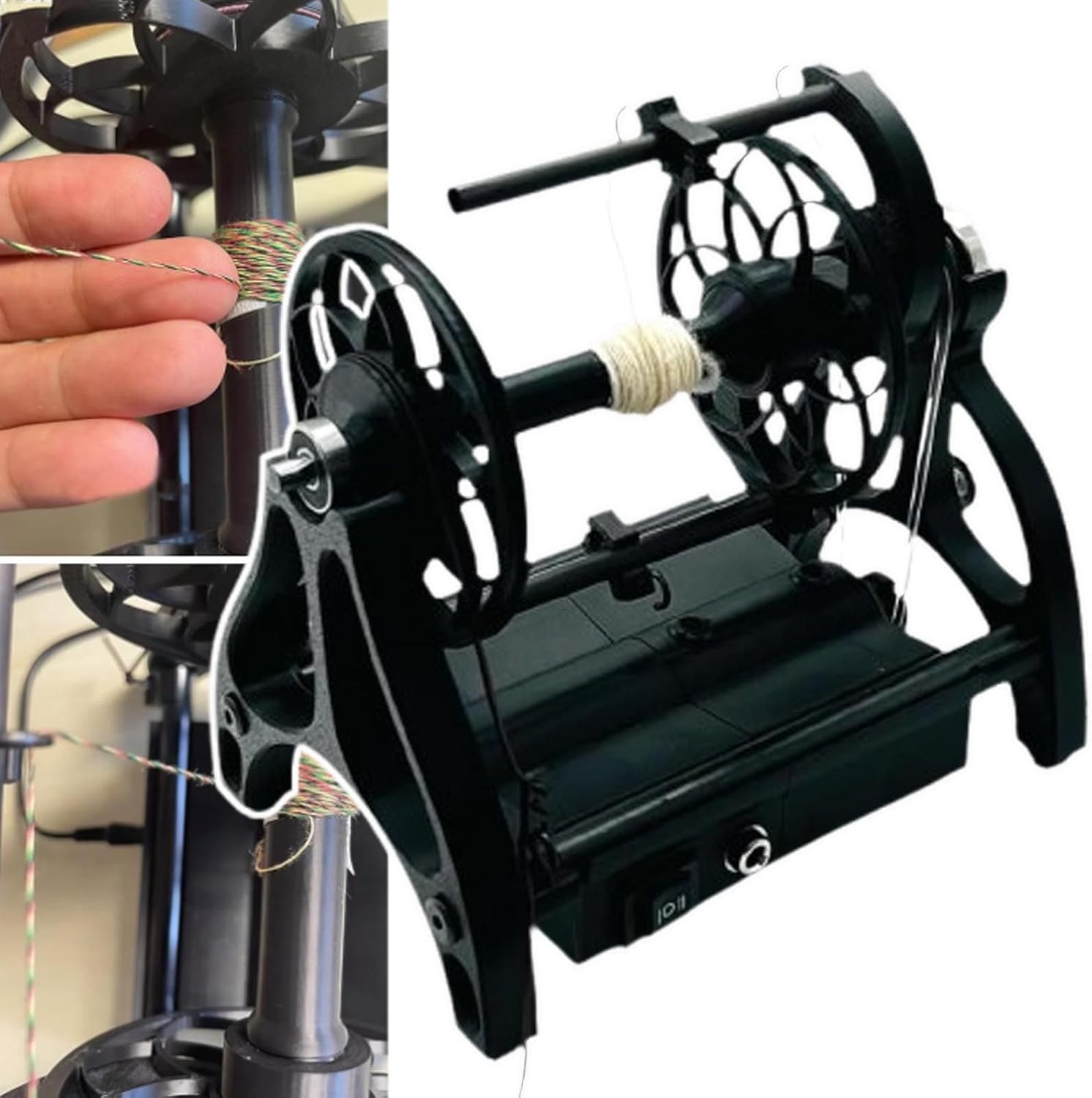Ball Winder,800rpm Electric Spinning Wheel,Adjustable Speed Yarn Ball Winder, Capacity 4 Oz (120 G), Forward and Reverse Switching, for Yarn Weaving Blending Roving,Black